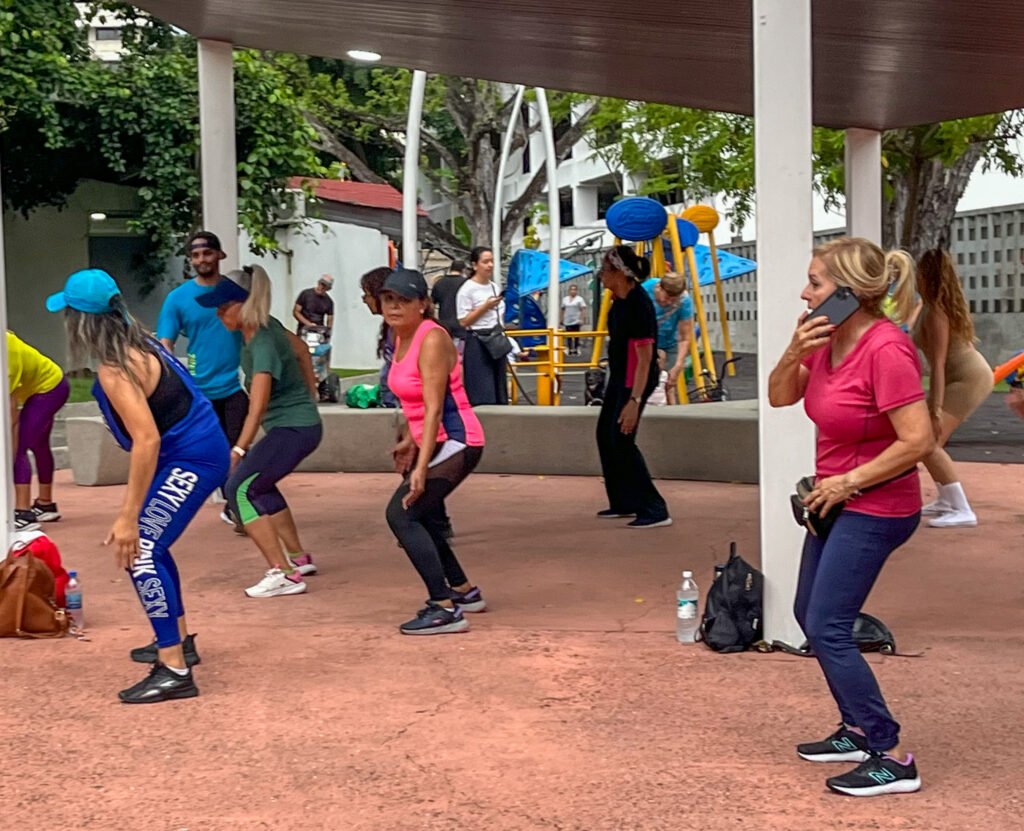 Zumba workout in Parque Andres Bello, Panama City