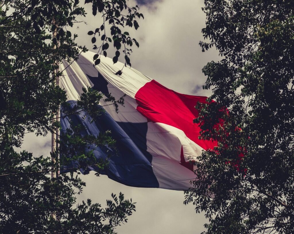 The largest flag in Panama sits atop Cerro Ancon.