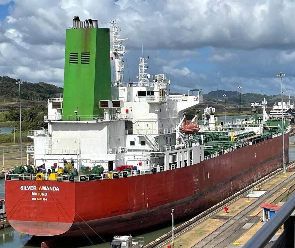 Ship passing through the Panama Canal