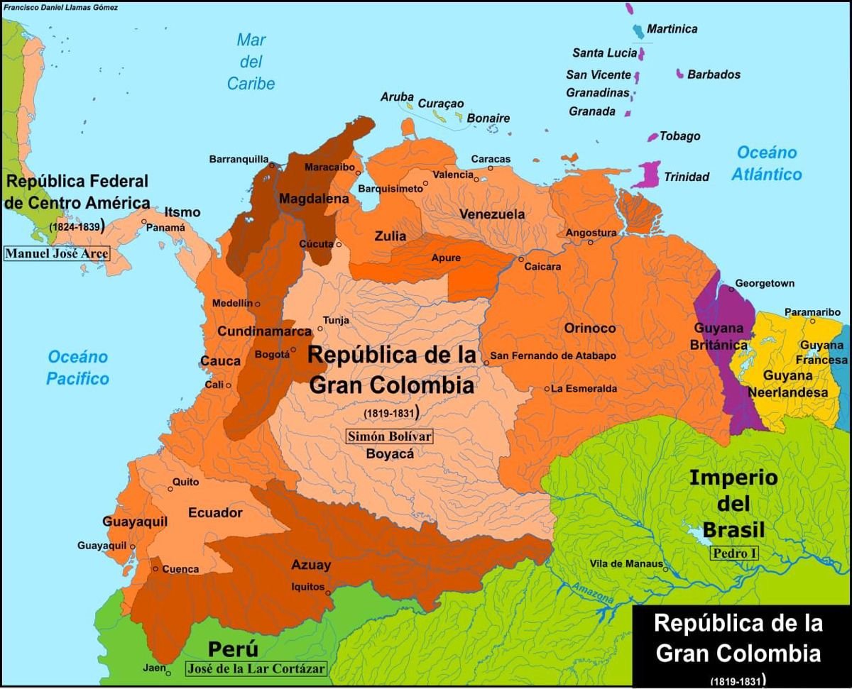 La Gran Colombia prior to Panama's declaration of Independence