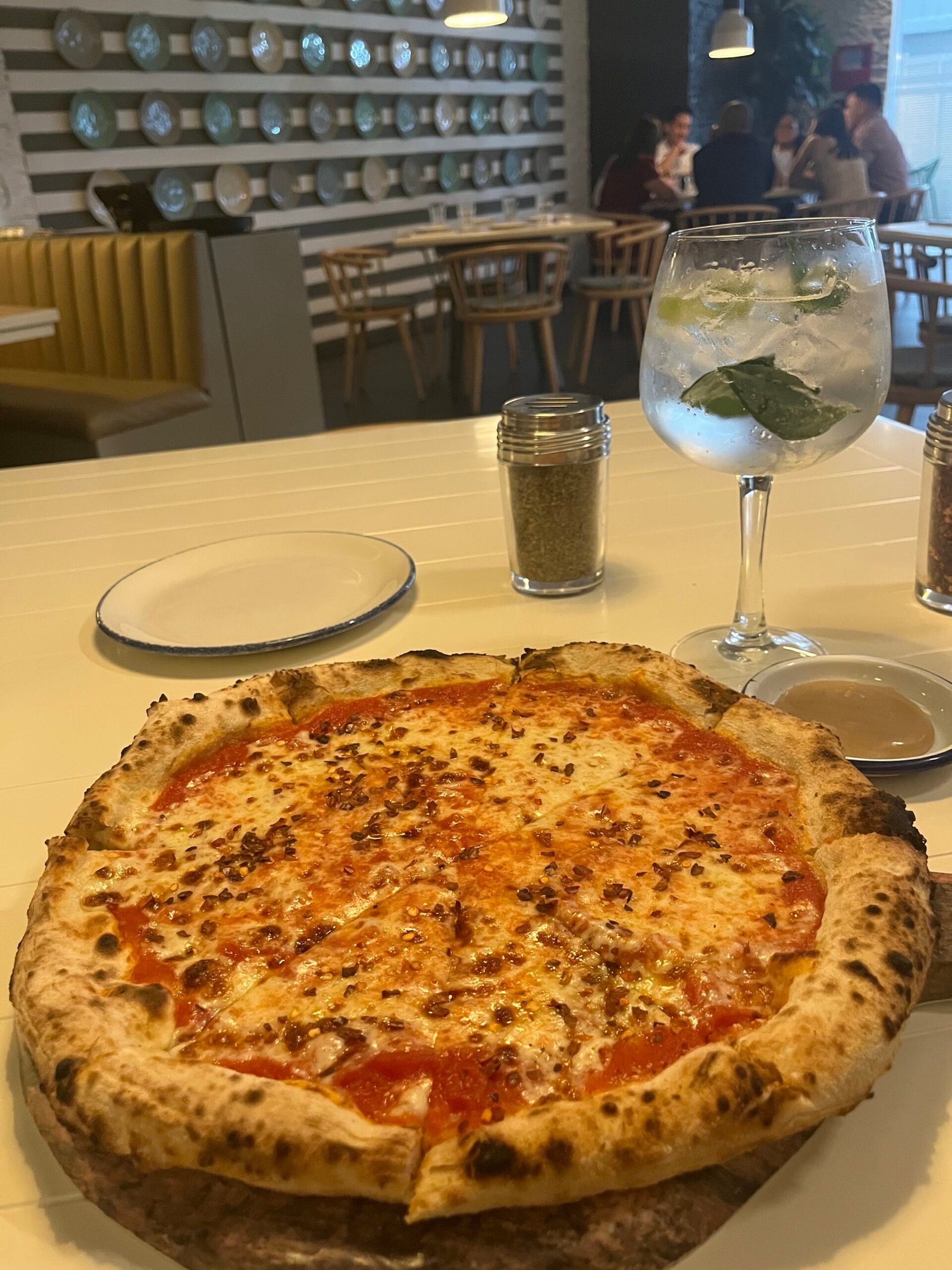 Happy hour pizza and cocktail