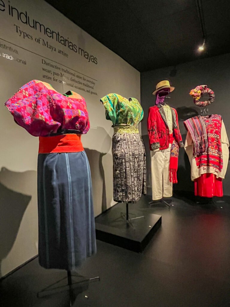 Beautiful indigenous clothing on display at Museo Ixchel.