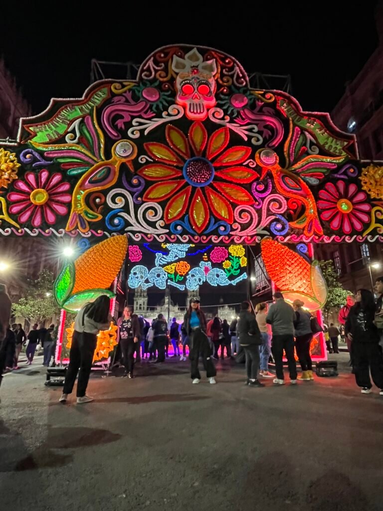 El Zocalo is decked out in Day of the Dead glory. 