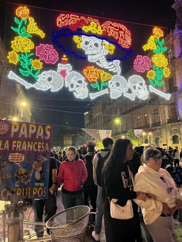 El Zocalo is decked out in Day of the Dead glory. 