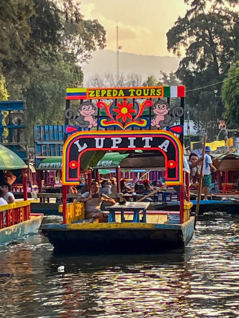 Beautiful trajineras on the canals of Xochimilco.