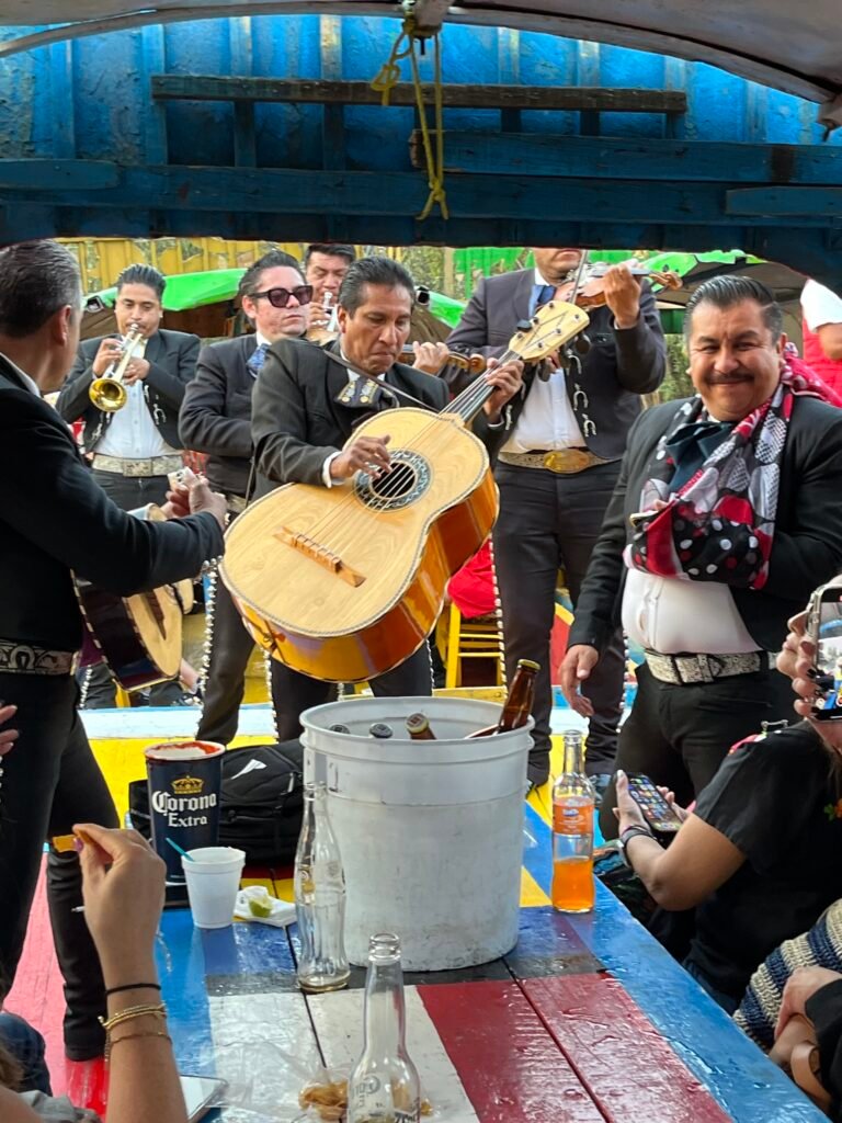 Mariachi entertain visitors to Xochimilco.