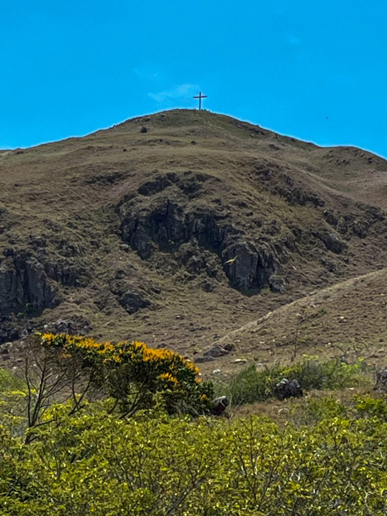 The cross at the top of Cerro Chame, Panama is closer than it appears